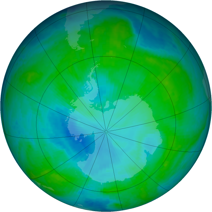 Antarctic ozone map for 24 January 2003